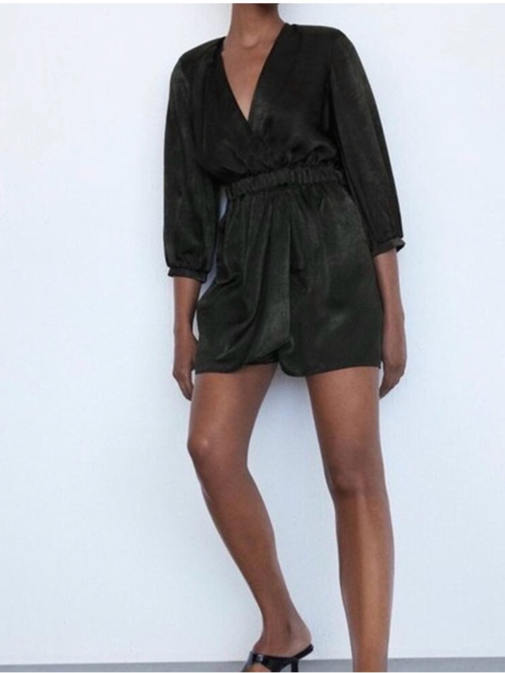 Zara Black Satin Mini Romper